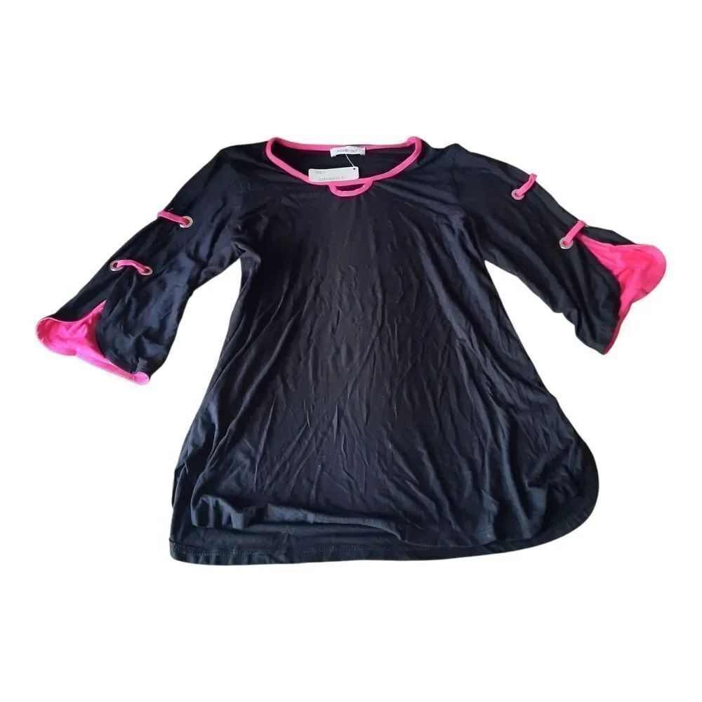 Inside Out Black Ava Top with Pink Trim